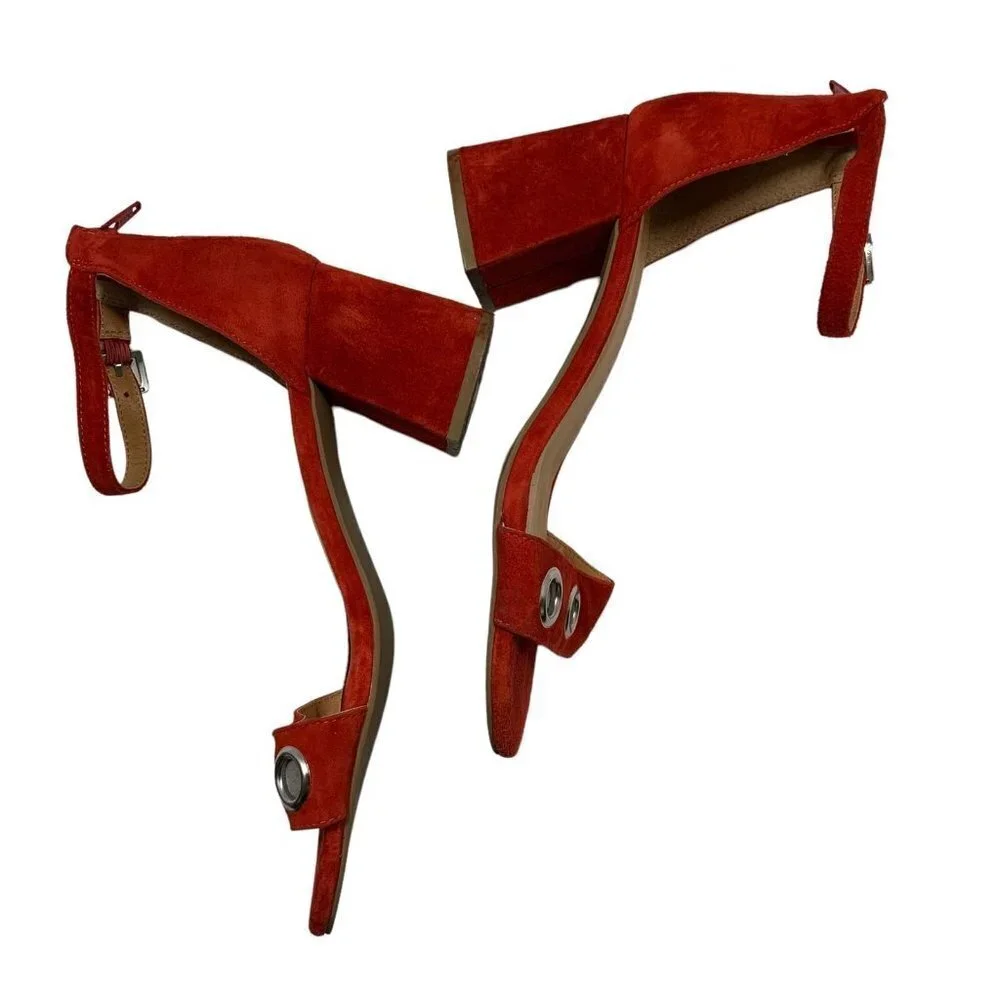 Seychelles & Corey Lynn Calter Red Suede Ankle Strap Sandals Size 7.5 M